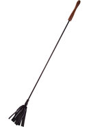Rouge Wooden Handle Leather Riding Crop - Black